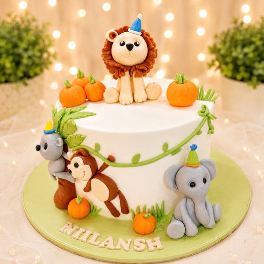Jungle safari themed birthday cake
